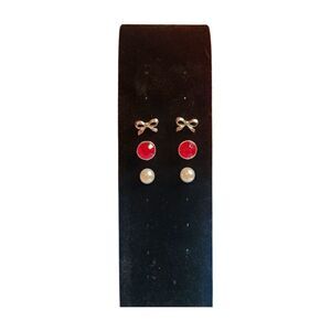 3 Pair of Silvertone Stud Earrings